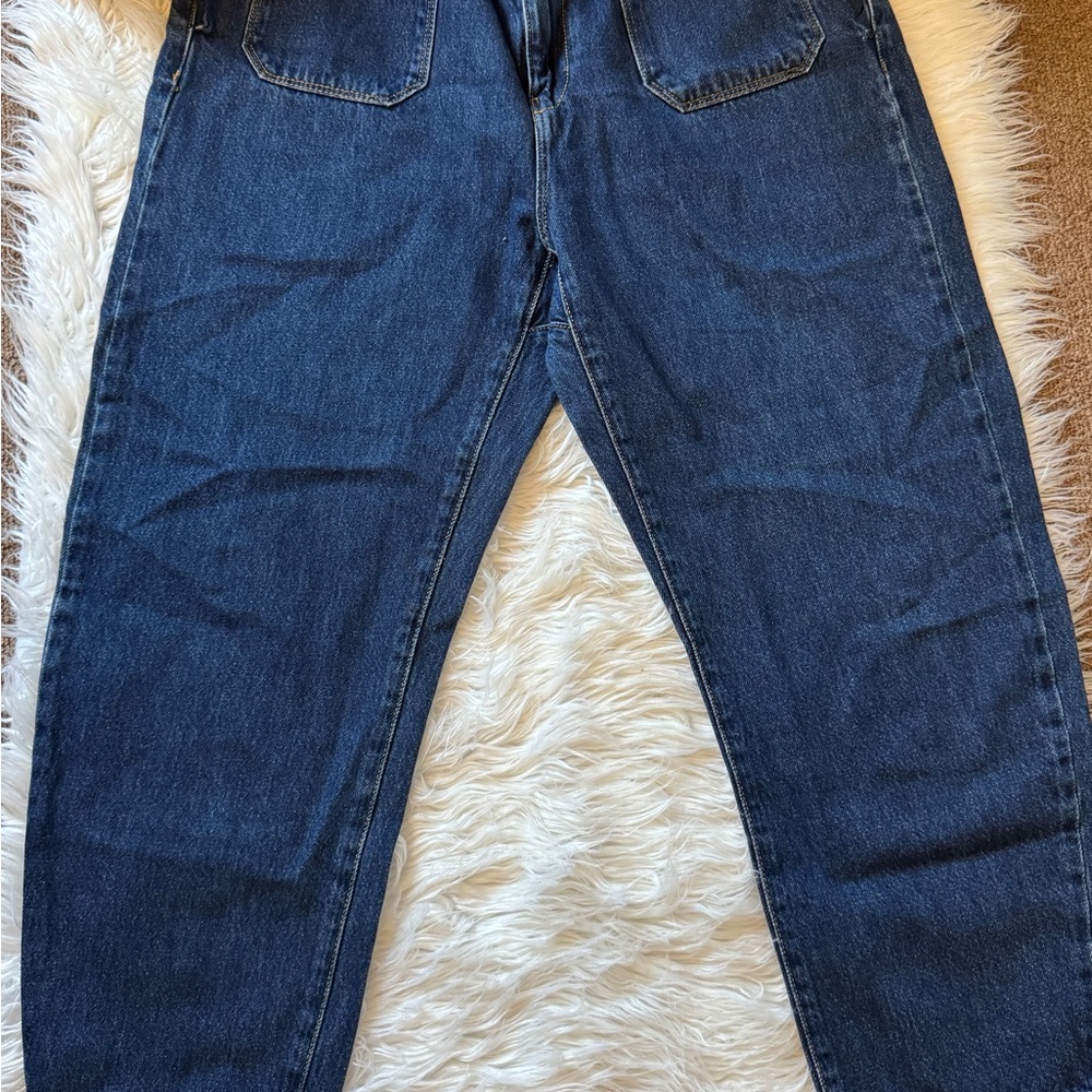 Zara women’s Relaxed Fit Dark Blue Jeans